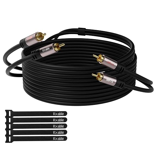 RCA Cable 8FT, 2RCA Male to 2RCA Male Stereo Audio Cable,【Oxygen-Free Copper, Hi-Fi Sound, Double Shielded】2 RCA Car Audio Subwoofer Cord for Home Theater, HDTV, Amplifier, Hi-Fi System, Speaker