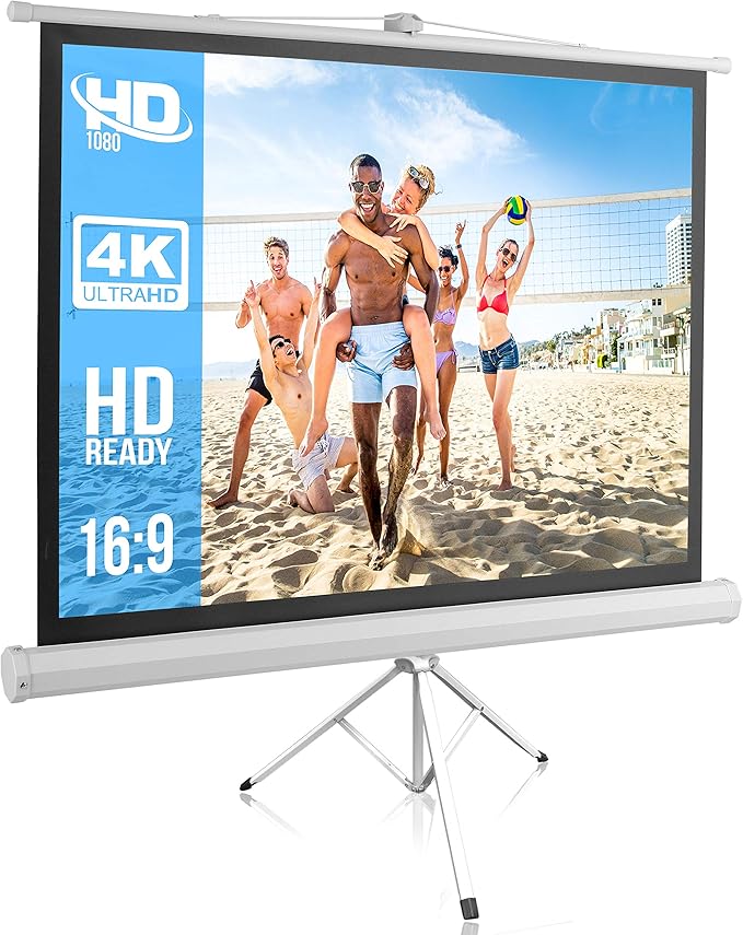 Pyle 50 Inch Portable Projector Screen with Tripod Stand – Lightweight, Durable, Easy Pull Setup Mobile Projection Screen with 4:3 Aspect Ratio, White Matte Fabric for Indoor/Outdoor Use