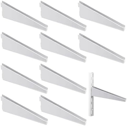 Yalikop 10 Pack Adjustable Shelf Brackets for Double Track System Closet Organization Heavy Duty Wire Shelf Brackets (White,4.7 Inches)