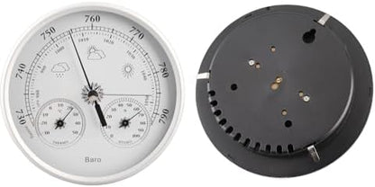 3 in 1 Accurate Weather Monitor Barometer Hygrometer Thermometer for All Seasons Indoor Outdoor Silver White Aluminum 5.12 Inch for Home Office Garden