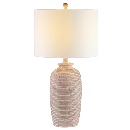 SAFAVIEH Lighting Collection Kensen Farmhouse Sandy Pearl 27-inch Bedroom Living Room Home Office Desk Nightstand Table Lamp (LED Bulb Included)