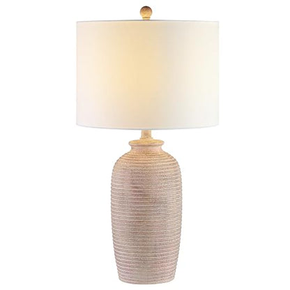 SAFAVIEH Lighting Collection Kensen Farmhouse Sandy Pearl 27-inch Bedroom Living Room Home Office Desk Nightstand Table Lamp (LED Bulb Included)