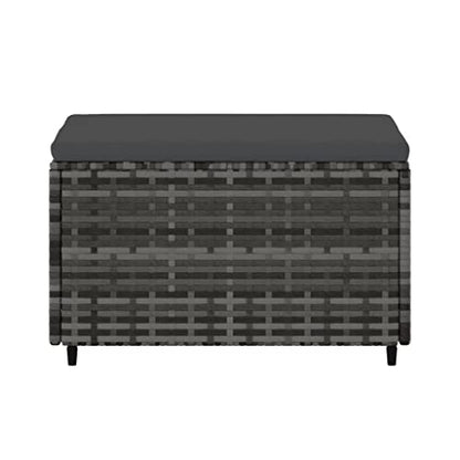 Gray Patio Footrest, Modern Outdoor Ottoman for Garden, Square Poly Rattan Woven Finish, Adjustable Feet, Weather-Resistant, 21.7 in. Wide Lounge Pouf