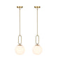 Modern Gold Globe Pendant Light White Globe Glass Shade 2 Pack Brushed Brass Finished Adjustable Rods Hanging Light Fixtures for Kitchen Island Living Room - color: Gold 2 Pack-Adjustable Rods