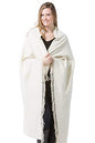 Fishers Finery 100% Pure Cashmere Fringe Throw, 445 GSM Weight, with Gift Box (Stone) - color: Warm Stone