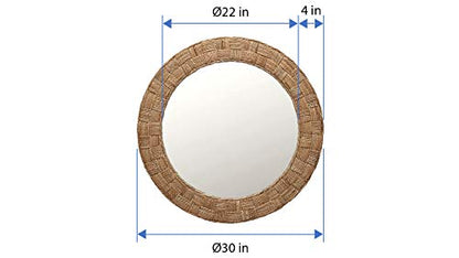 KOUBOO Round Rope Wall Mirror, Chequered, Beige/Natural