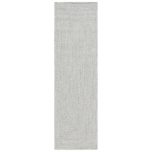 SAFAVIEH Washable Rug Outdoor Braided Collection - 2'3" x 10' Runner, Ivory & Green, Handmade & Reversible, Non-Shedding & Easy to Clean, Ideal for Patio, Backyard, Mudroom (BRA201Y) - color: Ivory/Green, size: 2'3" x 10' (Runner)