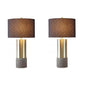 Signature Design by Ashley Jacek Contemporary Table Lamp, 2 Count, 3 Way Switch, Metal, Poly Resin and Drum Shade, 15" W x 15" D x 27.25" H, Gray & Brass Finish - color: Gold