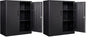 Yizosh Metal Garage Storage Cabinet with 2 Doors and 2 Adjustable Shelves - 35.5" Steel Lockable File Counter Cabinet for Home Office,Garage,Gym,School（Black） (Pack of 2)