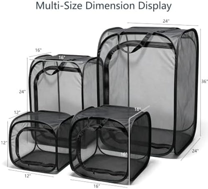 Mesh Plant Protection Enclosure, Portable Collapsible Garden Grow Cage with Mesh Barrier, Pest & Bird Proof Plant Cover for Vegetables, Fruits, Outdoor Patio Balcony Use, 36 Inches Tall