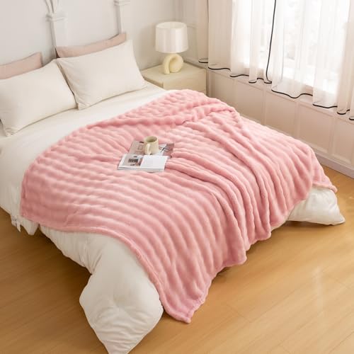 YUSOKI Luxury 3D Bubble Light Weighted Throw Blanket 2.8lb,All Ages,Home Decoration, (Light Pink,60 * 80inches) - color: Light Pink, size: Twin(60" x80")