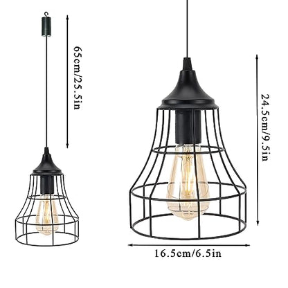 JHY DESIGN Set of 2 Battery Powered Chandelier Pendant Lights Boho Hanging Metal Cage Lamps with 6 Hours Timer for Bar Bedroom Garden Parties Patio Indoor Outdoor Gazebo Pergola(Geometry) - size: 9.5 inches, Set of 2, Geometry