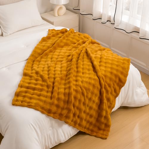 YUSOKI Luxury 3D Bubble Light Weighted Queen Blanket 4.7lb,All Ages,Home Decoration, (Gold,90 * 90inches) - color: Gold, size: Queen(90" x90")
