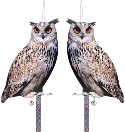 2PCS Flat Fake Owl, Plastic Owl with Reflective Tape