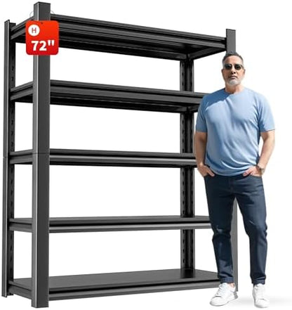 OLLRRACT Metal Garage Storage Shelving Unit, 5-Tier Heavy Duty Adjustable Utility Shelves, Industrial Steel Shelving for Garage, Warehouse, and Storage Solutions 24" D x48 W x72 H