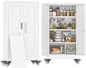 47" H Metal Pantry Storage Locker Cabinet with Wheels,Rolling Kitchen Pantry Cabinet with 2 Doors and 3 Adjustable Shelves, Lockable Steel Garage Tool Cabinet Organization for Home,Gym,School,White
