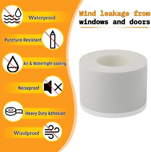 Window Insulation for Winter Weather Sealing Tape 2 Inch x 50 Yards Weather Stripping Residue Free Draft Isolation Sealing Film Tape for Doors Windows and Shower Glass Gaps White Color