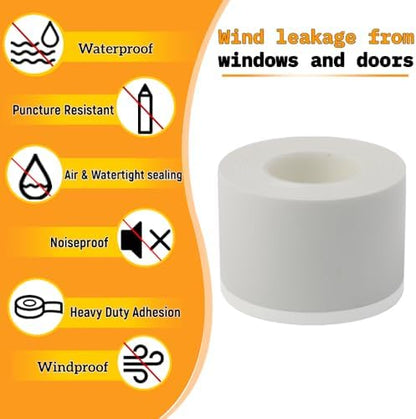 Window Insulation for Winter Weather Sealing Tape 2 Inch x 50 Yards Weather Stripping Residue Free Draft Isolation Sealing Film Tape for Doors Windows and Shower Glass Gaps White Color