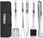 BBQ Grill Tool Set BBQ Grilling Accessories Set 8PC Barbecue Grill Tools Utensils Set for Outdoor with Spatula, Fork, Knife, Brush, Tongs, Seasoning Bottle Grilling Gifts for Men Dad