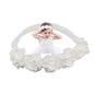 Lace Flower Bow Baby Girls Headband Pink Knot Infant Wrap Soft Chiffon Elastic Baby Turban Hair Band for Newborn Infant Toddler Kids (White A)