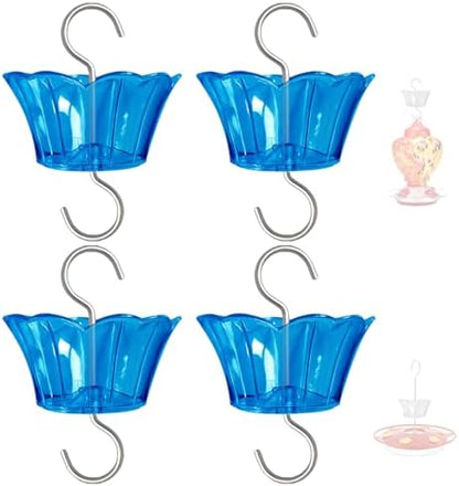 3oz Plastic Ant Moat for Hummingbird Feeder, 4-Pack Blue Insect Guards