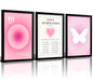 LIANGSU Black Framed Angel Number Affirmations Wall Art Pink Aura Gradient Butterfly Canvas Prints Boho Spiritual Positive Energy Wall Picture for Bedroom Living Room Office 12x16 Inch - color: Pink Affirmations Wall Art, size: 12x16 Inches