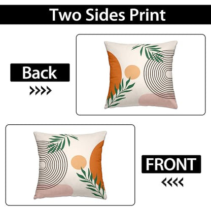 Boho Mid Century Throw Pillow Covers 18x18 Inches Modern Geometric Abstract Art Pillow Case Set of 2 Soft Velvet Couch Pillows Cushion Cover for Bed Sofa Living Room (Orange, 18" x 18") - color: Orange
