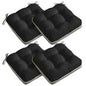 4 Pack 19x19 Inch Shredded Foam Chair Cushions with Straps - All-Season Seat Pads for Indoor/Outdoor Dining, Office, Patio, Kitchen Chairs (Black, 19 INCH × 19 INCH) - color: Black