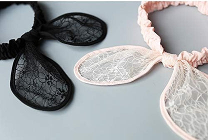 2-Pack Easter Bunny Headbands Rabbit Ears Lace Elastic Bow - Cute Stretch Hairbands for Baby Girls , Newborn,Toddler and Children (2 Colors)