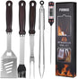 Grilling Accessories - 16 Inch Extra Long BBQ Accessories Grill Gifts for Men, Barbecue Grilling Tools Utensils Set with Spatula, Fork, Brush, Tongs, Thermometer