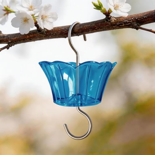 3oz Plastic Ant Moat for Hummingbird Feeder, 4-Pack Blue Insect Guards