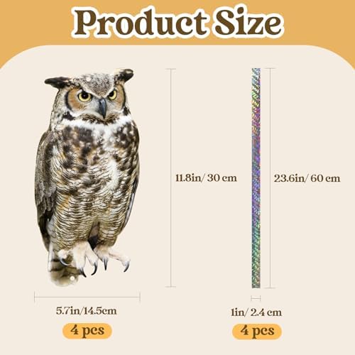 4PCS Flat Fake Owl Plastic Owl to Scare Pigeon for Balcony
