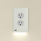 Single - SnapPower GuideLight [For Duplex Outlets] - Replaces Plug-In Night Light - Electrical Receptacle Wall Plate With LED Night Lights - Auto On/Off Sensor - (Duplex, Light Almond)
