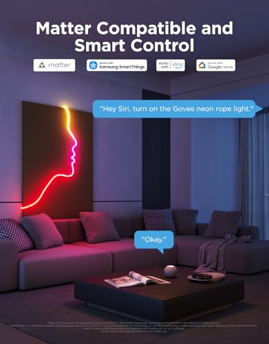 Govee RGBIC Neon Lights, LED Smart Neon Rope Light 2 Works with Matter, Alexa, Google Assistant, Custom DIY Neon Strip Lights for Bedroom and Wall Decor, Softer Material, 16.4ft, White - size: 16.4ft