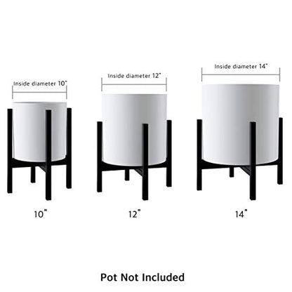 FaithLand Mid Century Plant Stand Indoor Outdoor(Plant Pot Not Included), Holds Planters with a Maximum Width of 14 Inch, Metal Planter Stand, Potted Plant Holder, Black - Width Not Adjustable - size: 14 inch