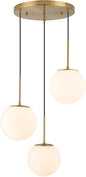 3-Light Cluster Pendant Lights, Mid Century Modern Globe Cluster Chandelier with Milk Glass, Brass Gold Pendant Lighting for Kitchen Island, Staircase, Dining Room, Living Room