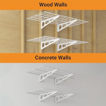 Garage Shelving, 2-Pack 2x4 ft Garage Wall Shelving, 600 lbs, White