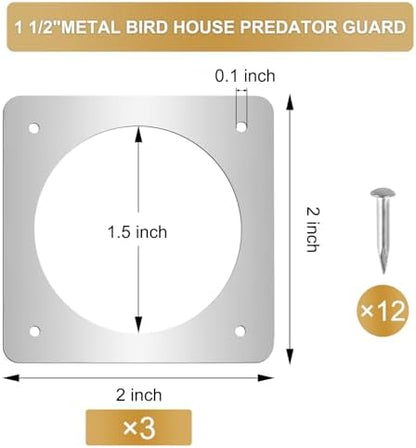 3 Pack Stainless Steel Birdhouse Hole Protector Predator Guard Plate