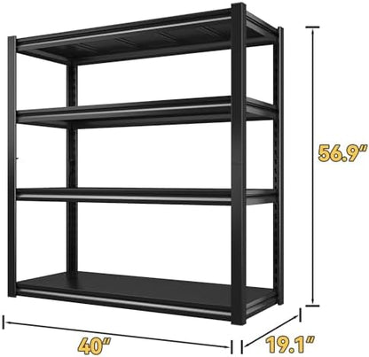 Raybee 40" W Garage Shelving, Storage Shelves 56.9" H, Metal Shelving Heavy Duty Load 1600LBS, Adjustable Metal Shelves for Storage Pantry Kitchen 40" W x 19.1" D x 56.9" H