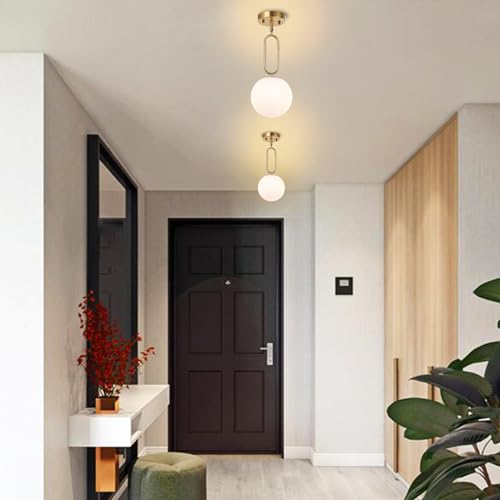 Modern Gold Globe Pendant Light White Globe Glass Shade 2 Pack Brushed Brass Finished Adjustable Rods Hanging Light Fixtures for Kitchen Island Living Room - color: Gold 2 Pack-Adjustable Rods