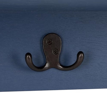 SAFAVIEH Home Collection - Finley Blue Wall Mounted 3-Basket Storage Rack with Hooks & Seagrass Baskets (HAC5700F) - color: Blue