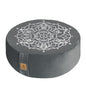 Embroidered Meditation Pillow D=16" H=5.5" Round Velvet Meditation Cushion Yoga Bolster Floor Pouf Zafu Natural Buckwheat hulls Sitting on Floor Removable Organic Cotton Cover Large Kneeling Pillow - color: Dark Grey