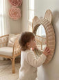 Rattan Bear Wall Mirror for Nursery Decor