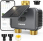 Insoma Solar WiFi Water Timer 2 Zone, Solar&Type-C Rechargeable Smart Sprinkler Timer w/Adjustable 120° Solar Panel, APP&Voice Control Automatic Irrigation for Garden Hose Lawn, No Gateway Required