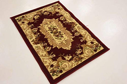 Unique Loom Versailles Collection Area Rug - Henry (2' x 3' 1" Rectangle Red/Brown) - color: Red/Brown, size: 2'2" x 3'1" (Rectangular)