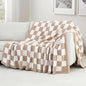 Carriediosa Checkered Throw Blanket 90" X 90" Queen, 400GSM Ultra Soft Microfiber Fuzzy Fluffy Reversible Cute Preppy Knitted Blankets Cozy Plush Fall Throws for Couch, Bed, Sofa, Taupe - color: Check - Taupe, size: 90" X 90"