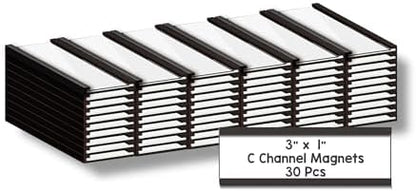 IMAGAME Magnetic Tool Organizer, 60 Packs Flexible Magnetic Label Holder 3"x1", C Channel Tool Box Label Holder for Garage Organization, Workshop, Storage Bin, Locker, Shelf - No Scratch, Easy Move