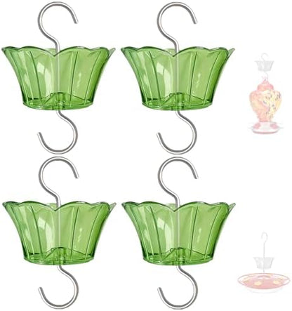 3oz Plastic Ant Moat for Hummingbird Feeder, 4-Pack Green Insect Guards
