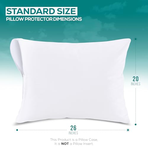 Utopia Bedding Premium 100% Waterproof Pillow Protectors with Zipper Standard Size (Set of 40), Bed Bug and Dust Mite Proof Zippered Pillow Covers, Pillow Encasement Cases, White - size: Standard (Pack of 40)