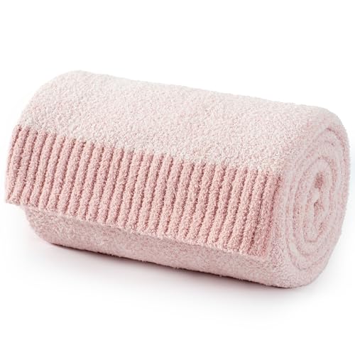 Carriediosa Heather Throw Blanket 50" X 60", 400GSM Ultra Soft Microfiber Fuzzy Fluffy Reversible Knitted Blankets Cozy Plush Lightweight and Warm Fall Throws for Couch, Bed, Sofa, Dusty Pink - color: Heather - Dusty Pink, size: 50" X 60"